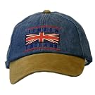 London England Union Jack Embroidered Denim Suede Baseball Cap