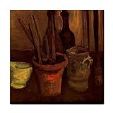 Still Life with Paintbrushes in a Pot By Vincent Van Gogh Tile Trivet