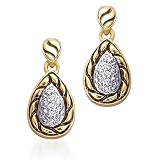Petite Glamour: Gold Vermeil Dangling Teardrop Earrings with CZ diamond
