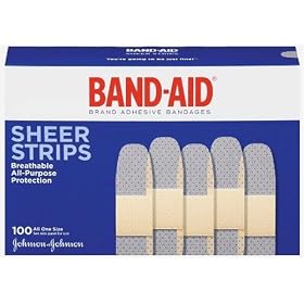 Johnson & Johnson Band-Aid Sheer Adhesive Bandages, 3/4 x 3, 100 per Box