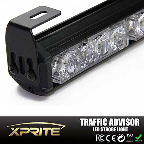 Xtreme® 27" 24 LED White &amp; Blue 7 Modes Traffic Advisor Emergency Warning Vehicle Strobe Light Bar Kit