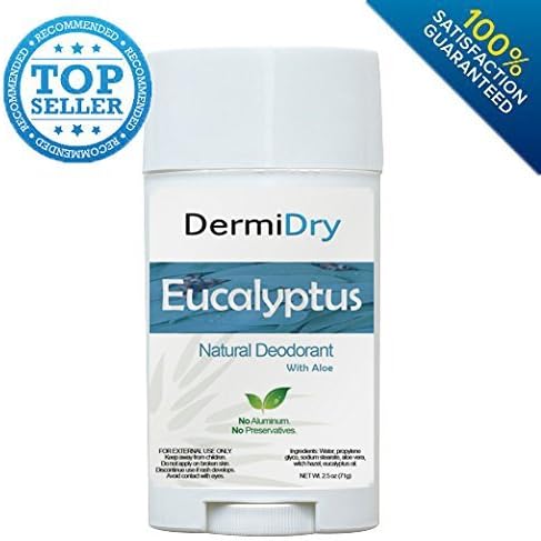 Best Natural Deodorant, DermiDry 3-Pack [100% Natural - Preservative Free- Aluminum Free] All Natural Eucalyptus Deodorant | Stay Fresh Without The Chemicals! 100% Satisfaction Guarantee by DermiDry