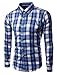 Generic Mens Casual Western Plaid Checked Snap Long Sleeve Shirt