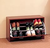 Traditional Style Small Shoe Rack With Single Storage Rack Space In Cherry Dark Wood Finish. (Item# Vista Furniture CF900619)