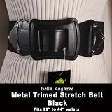Big Buckle Stretch Belt with Metal Trim - Black