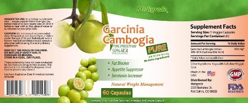 MedigradeTM Pure Garcinia Cambogia Extract Weight Loss Pills :: 50% HCA (Hydroxycitric Acid) :: 60 X 600 Mg Serving Vegetable Capsules