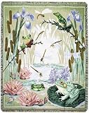 Hide'n Seek Frogs Pond Tapestry Blanket Throw Mid-Size Made in the USA