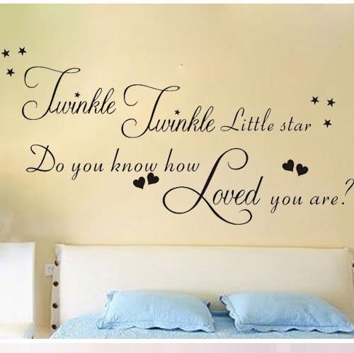 Newsee Decals 23.6"x 47.2" Twinkle Twinkle Little Star Do you know how loved you are Wall Sticker Decal - Nursery Kids Wall Art Removable Vinyl Wall Sticker Mural Decal Art