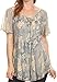 Sakkas Maliky Wide Corset Neck Floral Embroidered Cap Sleeve Blouse Top Shirt