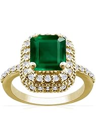 14K Yellow Gold Emerald Cut Emerald Ring With Sidestones