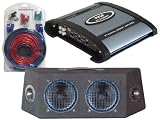 Pyle Great Amplifier/Subwoofer/Installation Package for Car/Truck/SUV -- PLAM1000 1000W 2 Channel Bridgeable Amplifier + PLHB28 Dual 8 1000W 4 Way Hatchback Speaker Enclosure System + Pyramid PBIN3 1000W 20 Feet Amplifier Installation Wiring Kit.