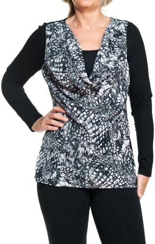 Artizan Plus Size Womens Cover-Me Chic Colorblock Top Black Medium/Large