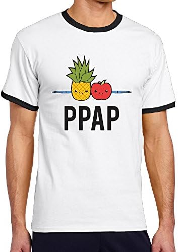Funny PPAP Clip Ringer Tee Shirt For Men Medium Black