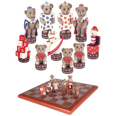519RAZ8qCuL Teddy Bear Hand Painted Chess Set