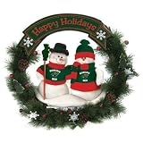20" NHL Minnesota Wild Snowman Couple Christmas Berries & Pine Cones Wreath