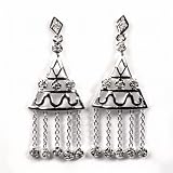 Sterling Silver Earrings with Clear CZ - Size: 40mm