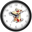 Dog Fetching Newspaper Dog Wall Clock by WatchBuddy Timepieces (Black Frame)