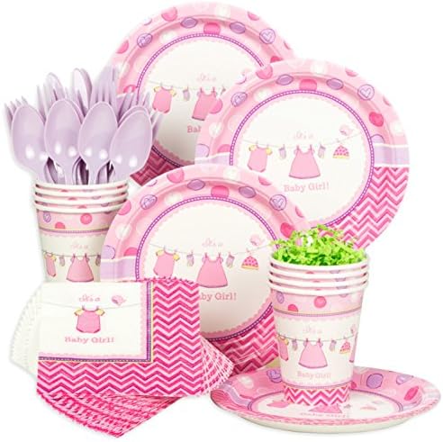 Shower With Love Girl Baby Shower Standard Tableware Kit (Serves 8)