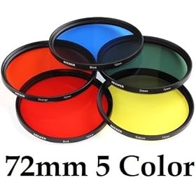 Neewer 72mm 5 Color Lens Filters Red Yellow Green Blue Orange for Contrast or Creative Effect