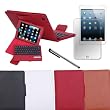 HDE&reg; Red Leather Detachable Bluetooth Keyboard Case for New iPad Mini + Stylus & Screen Protector