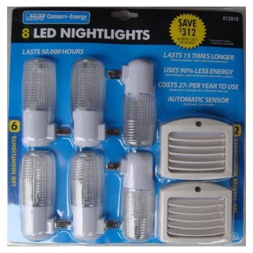 Feit 8 Pack Led Nightlights, Last 15 Times Longer, Use 90% Less Energy