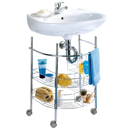 Wenko 7385100 Waschbecken-Unterregal - halbrund mit 2 Ablagek&ouml;rben, Handtuchstangen, Rolle Preisvergleich