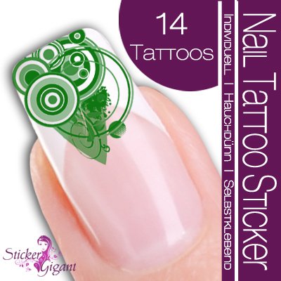 Nail Tattoo Sticker Deko Ecke / Kreis - gr&uuml;n Preisvergleich