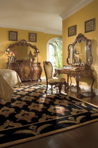 AICO Palais Royale Tri-Fold Vanity Mirror in Rococo Cognac