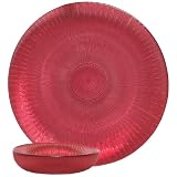 Amethyst Spanish Recycled Glass Chip and Dip Set with Sunburst Pattern 14D by Traders and Company