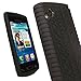 iGadgitz Black Silicone Skin Case Cover with Tire Tread Design for Samsung Wave 2 S8530 Android Smartphone Cell Phone + Screen Protector