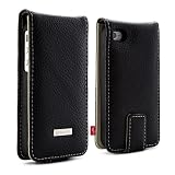 Proporta Custodia in pelle per iPhone 4 con placca in alluminio - Nero-Apertura verso l altodi proporta