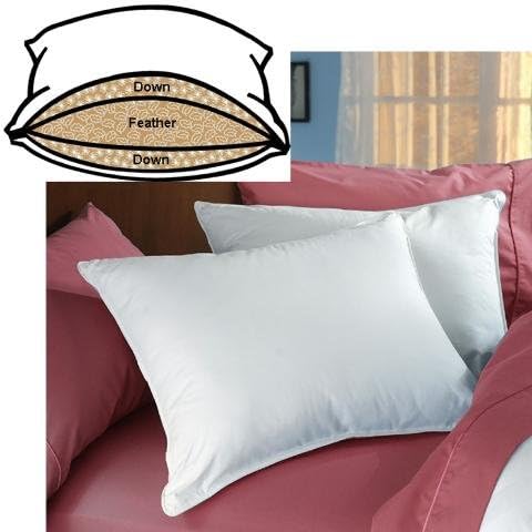 SET OF 2 LUXURIOUS Hypo-Allergenic Circle of Down Queen Size Pillows. Eliminate Back and Neck Pain with the Soft But Firm Feather Core for Guaranteed Consistent Quality Night's Rest.