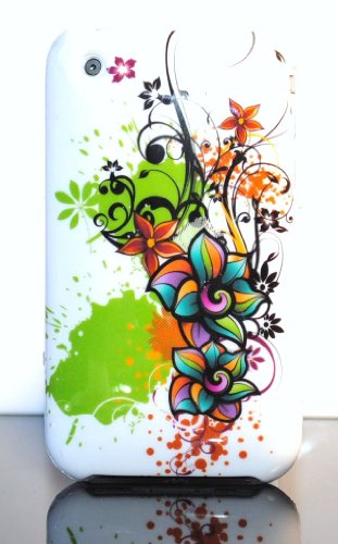 Rainbow Swirl Flower Mosaic Style Hard Skin Shield Proctor Case for Apple Iphone 3g 3gs