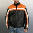 Cruzer Men's Stripe Leather Motorcycle Jacket - Regular & Tall