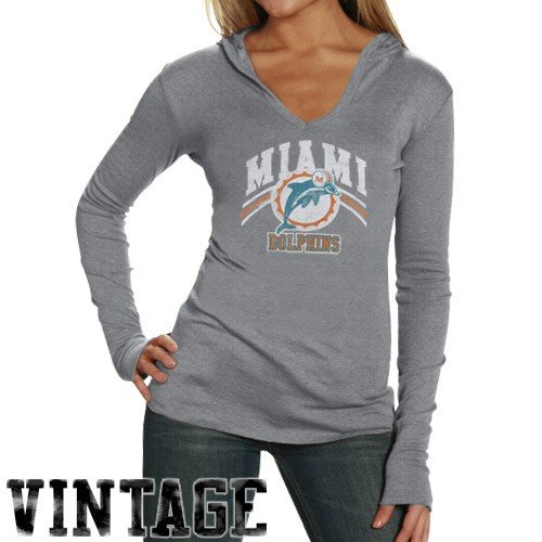 Junk Food Miami Dolphins Ladies Ash Vintage Hoody T-shirt (Large)