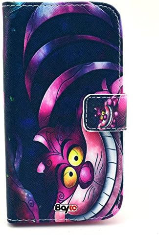 Bayke Brand / Samsung Galaxy Note 4 Smartphone Case PU Leather Wallet Type Flip Case Cover with Credit Card Holder Slots for Samsung Galaxy Note 4 [SM-N910S / SM-N910C] (The Cheshire Cat Pattern)