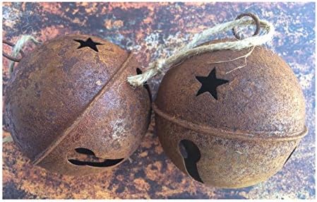 3 1/3" Xtra Large Rusted Jingle Bells, Gorgeously Rustic - Round (Set of 2)