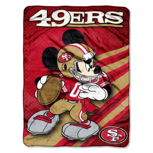 Disney/NFL San Francisco 49ers Mickey Mouse Ultra Plush 46-Inch-by-60-Inch Micro Super Soft Raschel Throw