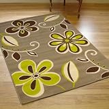 Large Modern Contemporary Nissa Rug Stone Green Natural Brown Rug