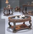 Anitqued Finish Glass Enlay Top 3 Piece Occasional Table Set By Coaster Furniture