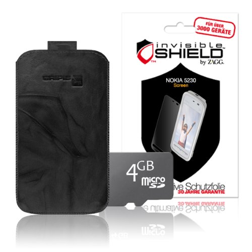 invisibleSHIELD Bundle f&uuml;r Nokia 5230 inkl. Gripis Ledertasche, 4GB Speicherkarte, Display Preisvergleich