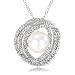 Sterling Silver 1/4 CT TDW Diamond FW White Pearl Fashion Pendant with chain (I3)