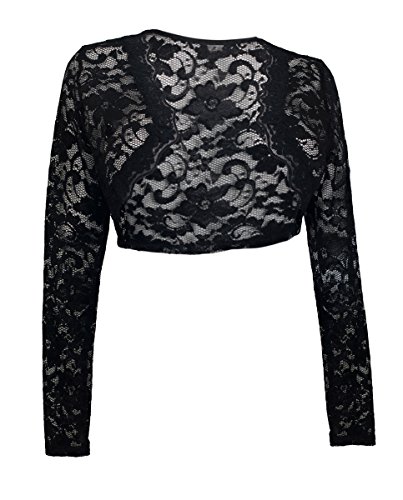 eVogues Plus Size Long Sleeve Lace Cropped Bolero Shrug