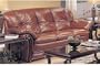 Southwestern Style Cognac Color Top Grain Leather Couch Sofa with Cherry Wood Trim Accents