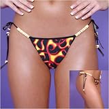 Tastywear - The New Line of Candy-Laced Lingerie - Black Flame Double Side Tie Thong with Triangle Cutouts and Multi-Colored "Tasty" Candies