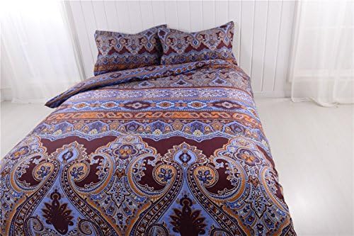 Cotton Blend Lightweight Duvet Cover Sets, Arabic pattern Design, 1 duvet cover 2 pillow shams (Full/Queen)