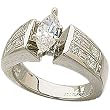 Platinum Stylish Princess Design Semi-Mount Diamond Engagement Ring (Center stone is not included)