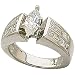 Platinum Stylish Princess Design Semi-Mount Diamond Engagement Ring (Center stone is not included)