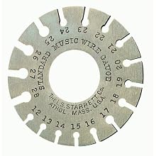 Starrett 280 Piano Tuners' Gage, Hardened, Satin Finish, Numbers 12-28, 0.029 - 0.071" Diameter Range