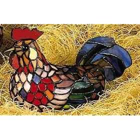 Meyda 6.5in. High x 9in. Wide x 3in. Deep Tiffany Rooster Accent Lamp 12122 by Meyda